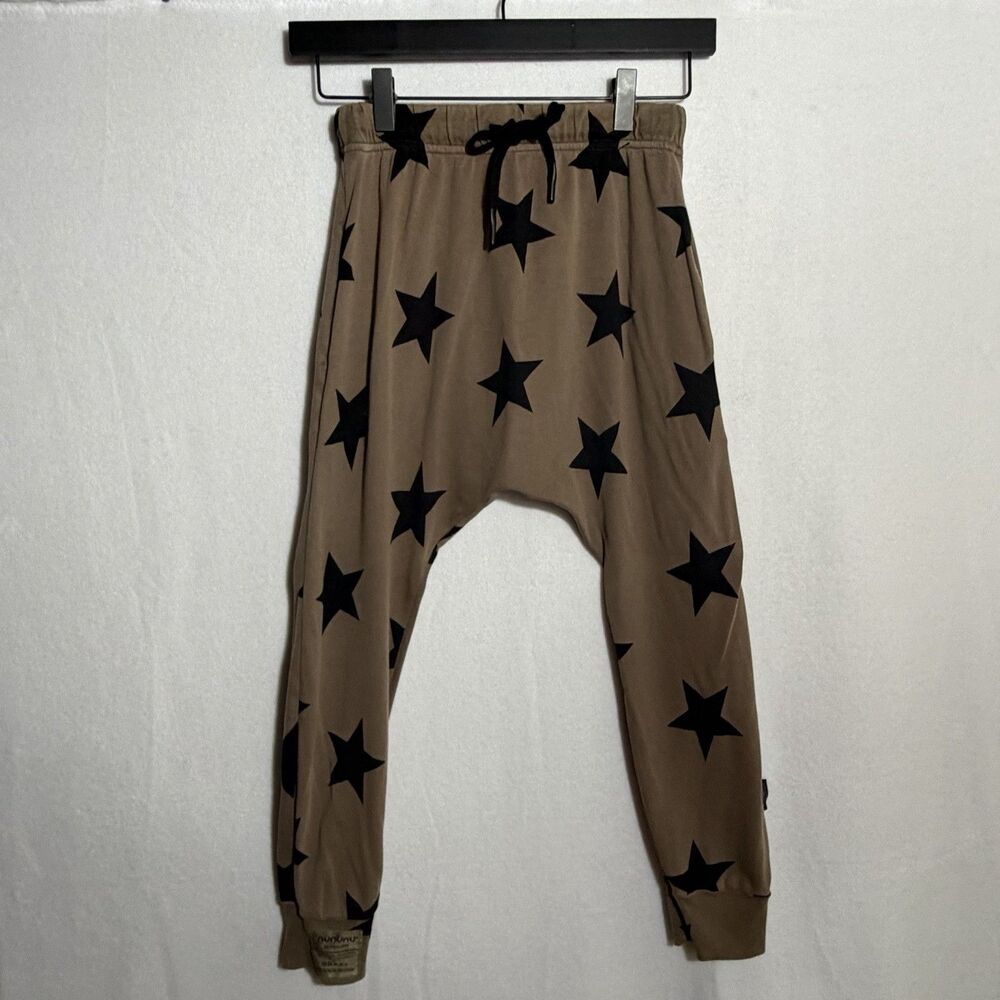 Nununu Brown Black Star Baggy Harem Pants Sweatpants Joggers Boys Size 8-9
